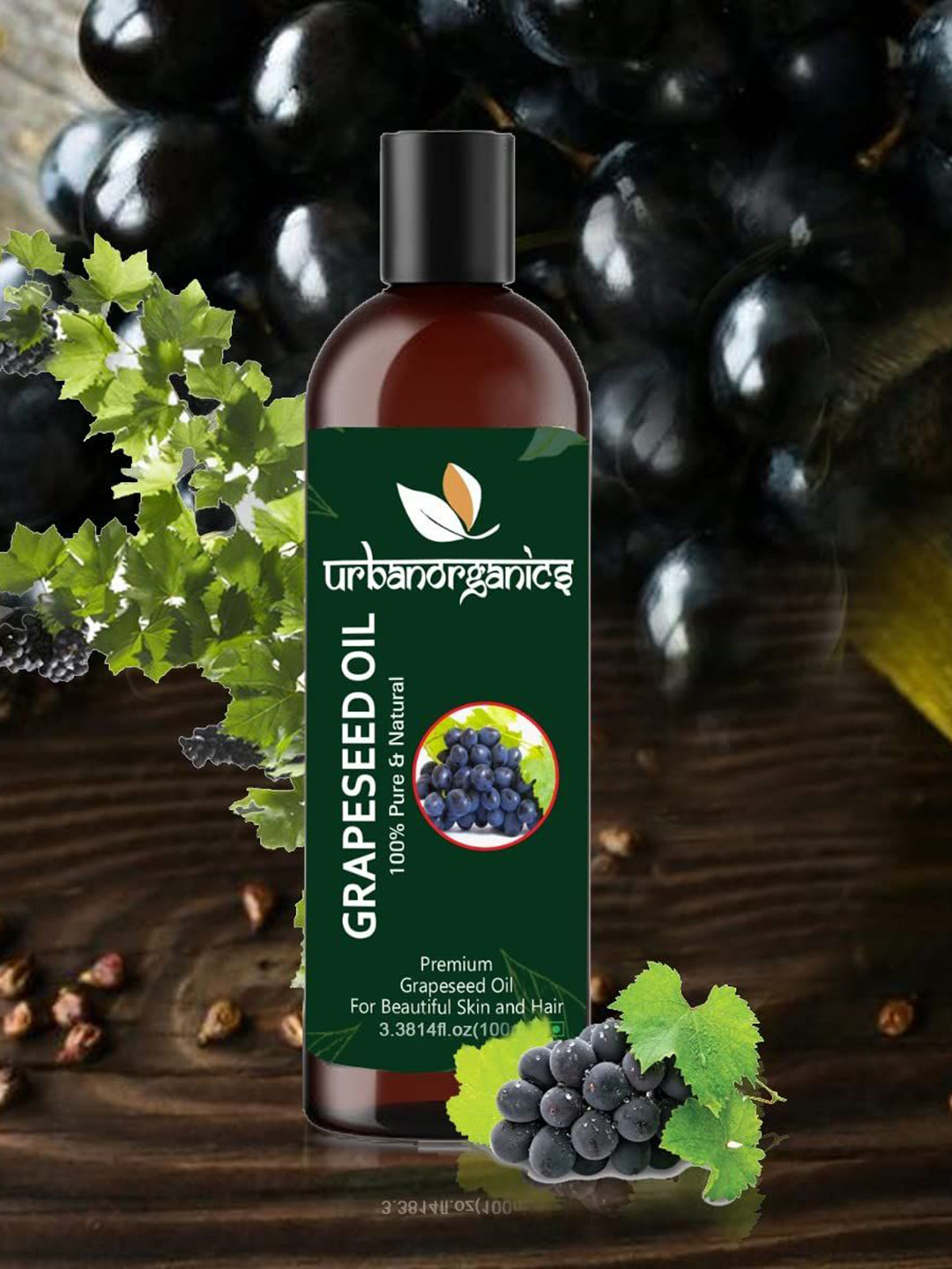 Urbanorganics Grape Seed Oil For Skin & Hair - 100 ml