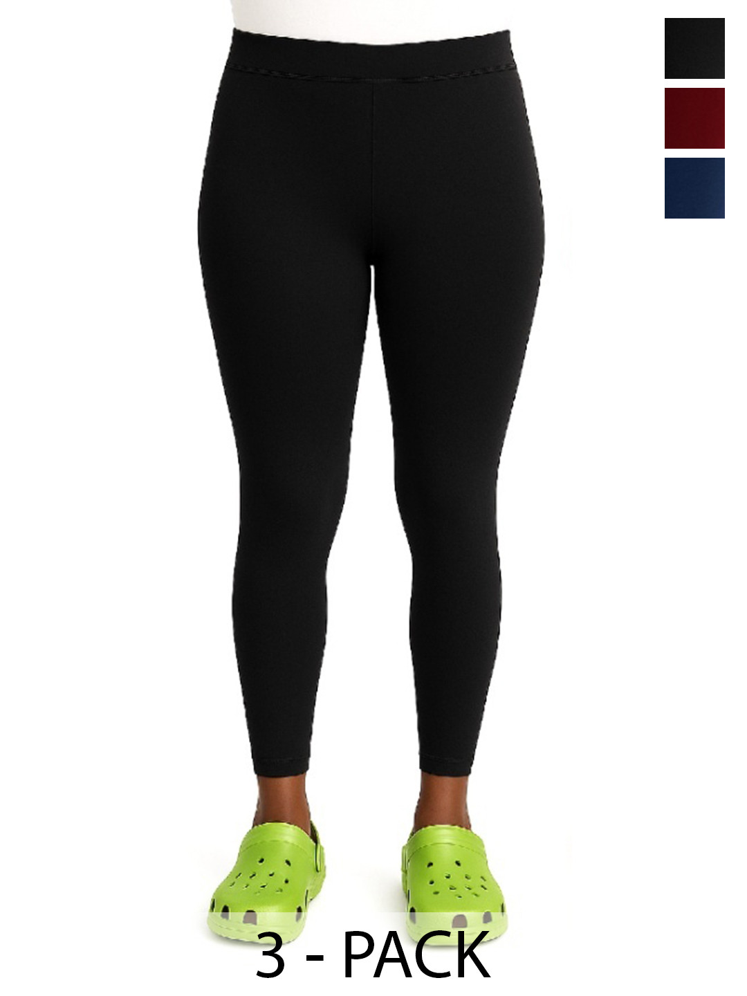 Valley Fashion Women Pack Of 3 Cotton Blend Solid Ankle Leggings Cotton Blend