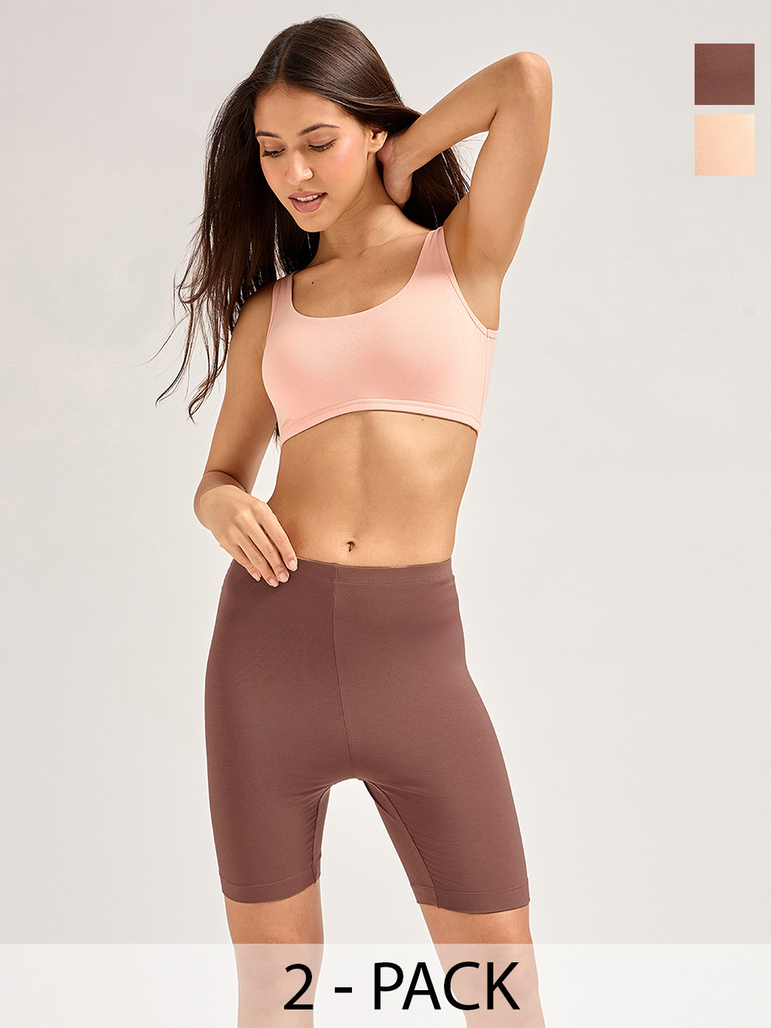 URBAN ADVENTURE Women Set of 2 Regular Fit Mid-Rise Above Knee Sports Shorts