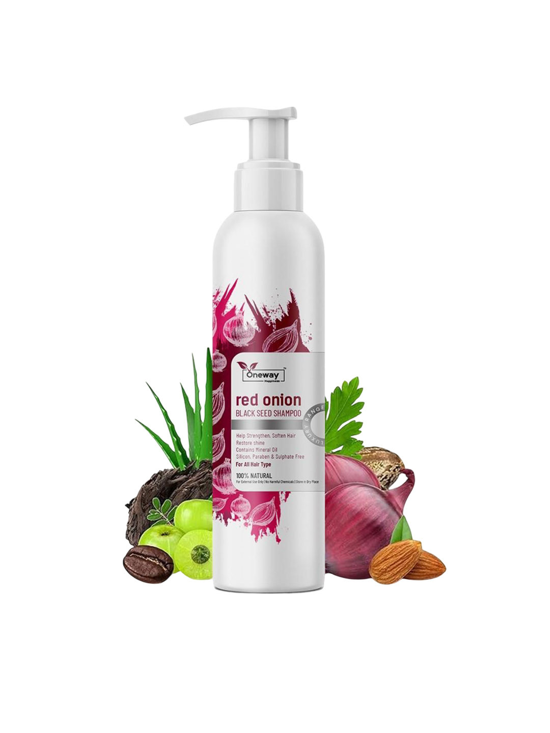 Oneway Happiness Red Onion Shampoo With Almond Oil - 200 ml