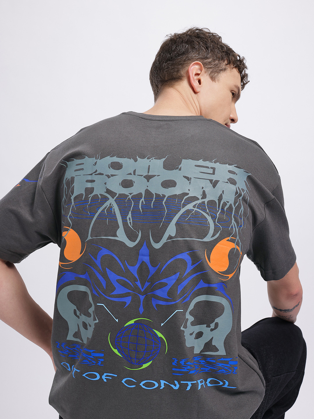 glitchez Conversational Graphic Oversized T-Shirt