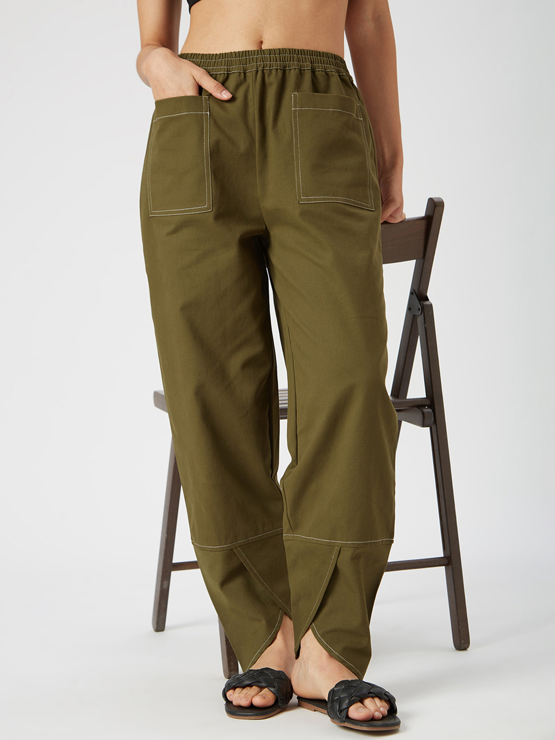 Mystere Paris Contrast Stitched Pure Cotton Lounge Pants