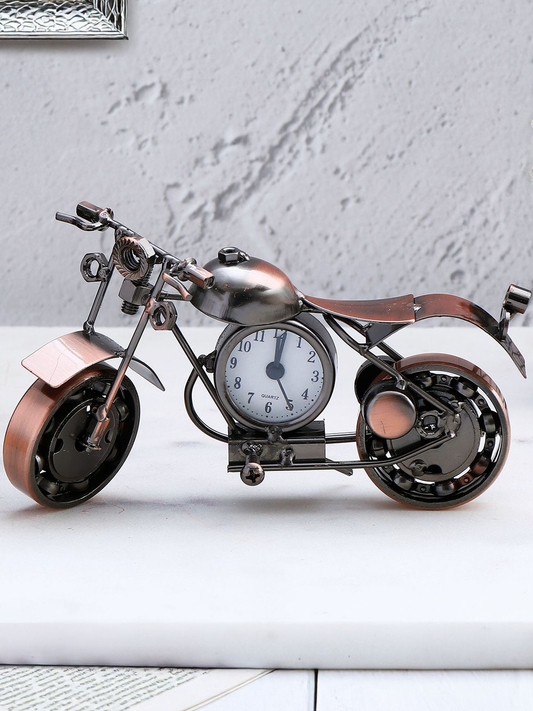 Archies Copper-Toned Motorcycle Clock Showpiece