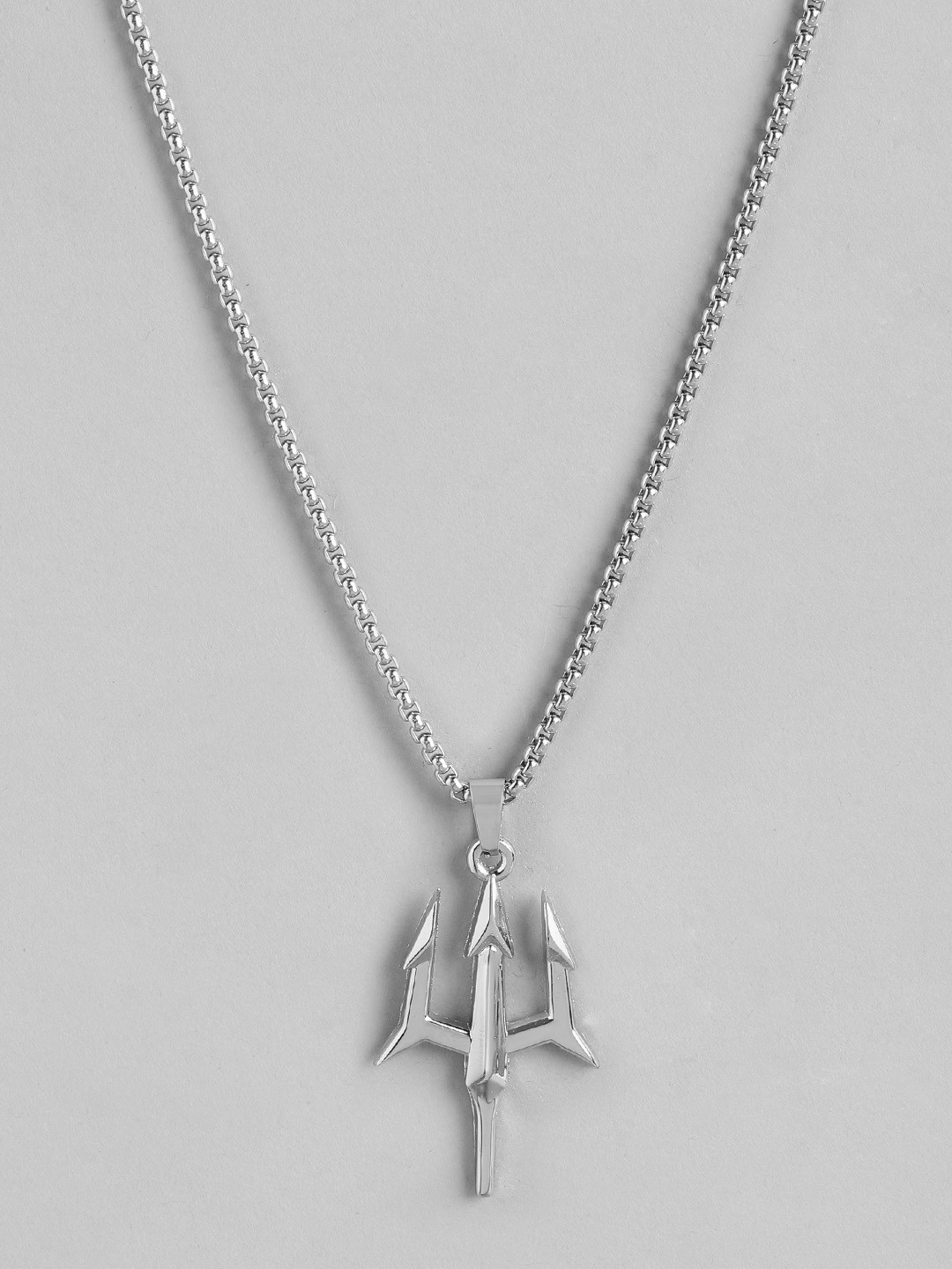 PARIS HAMILTON Silver-Plated Trident Anime Dragon Tooth Pendant with Chain