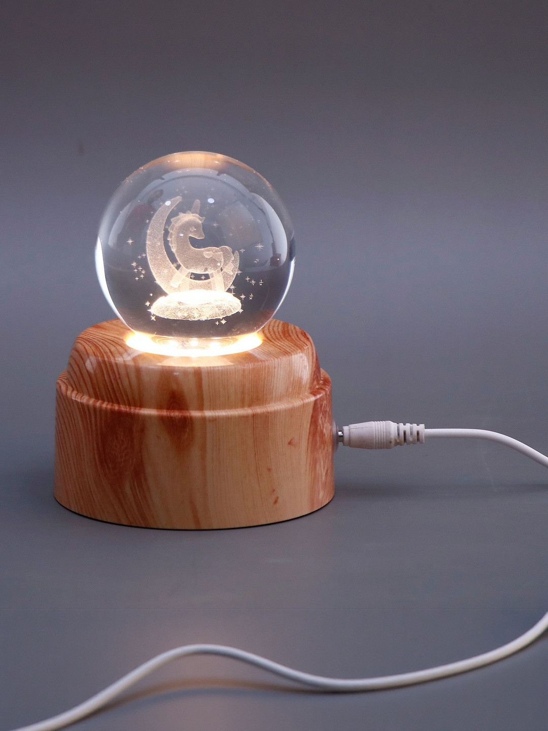 Archies White Crystal Ball Lamp Figurine Showpiece