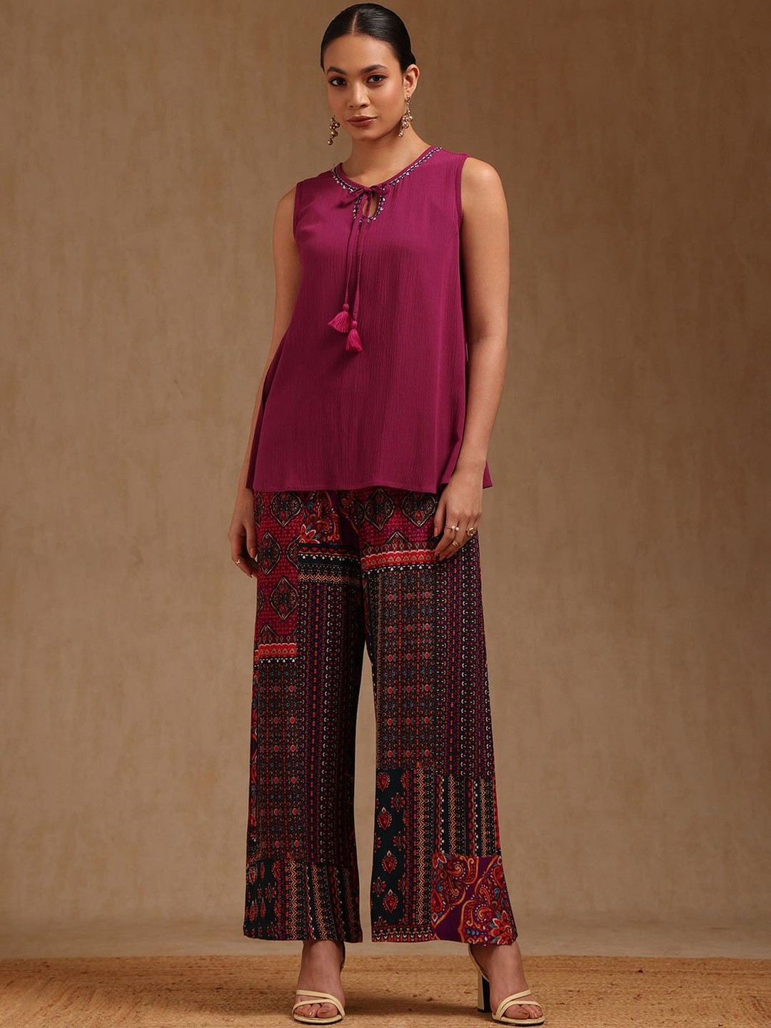 Soch Tie Up Neck Tunic And Palazzos
