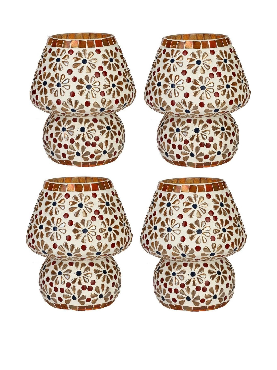 1ST TIME Set Of 4 White Textured Glass Cylindrical Shaped Table Lamp with Adjustable Cord