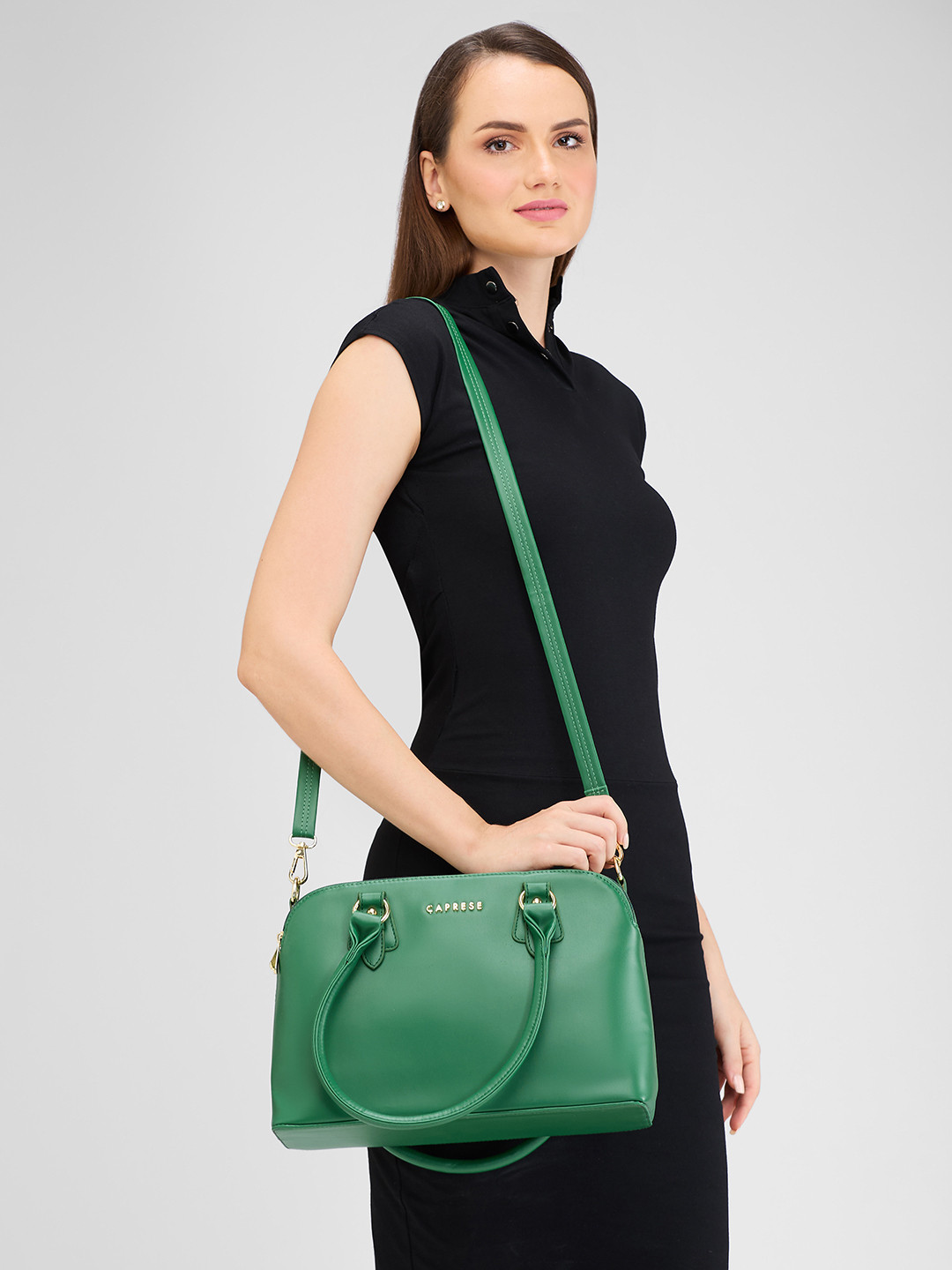 DressBerry X CAPRESE Oriana Women Green Medium Satchel Bag