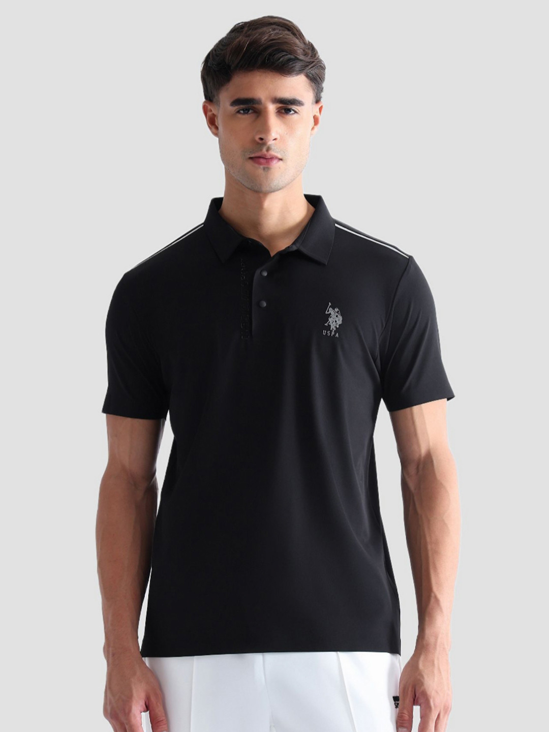 USPA Active Sport Men Brand Logo Printed Polo Collar T-shirt