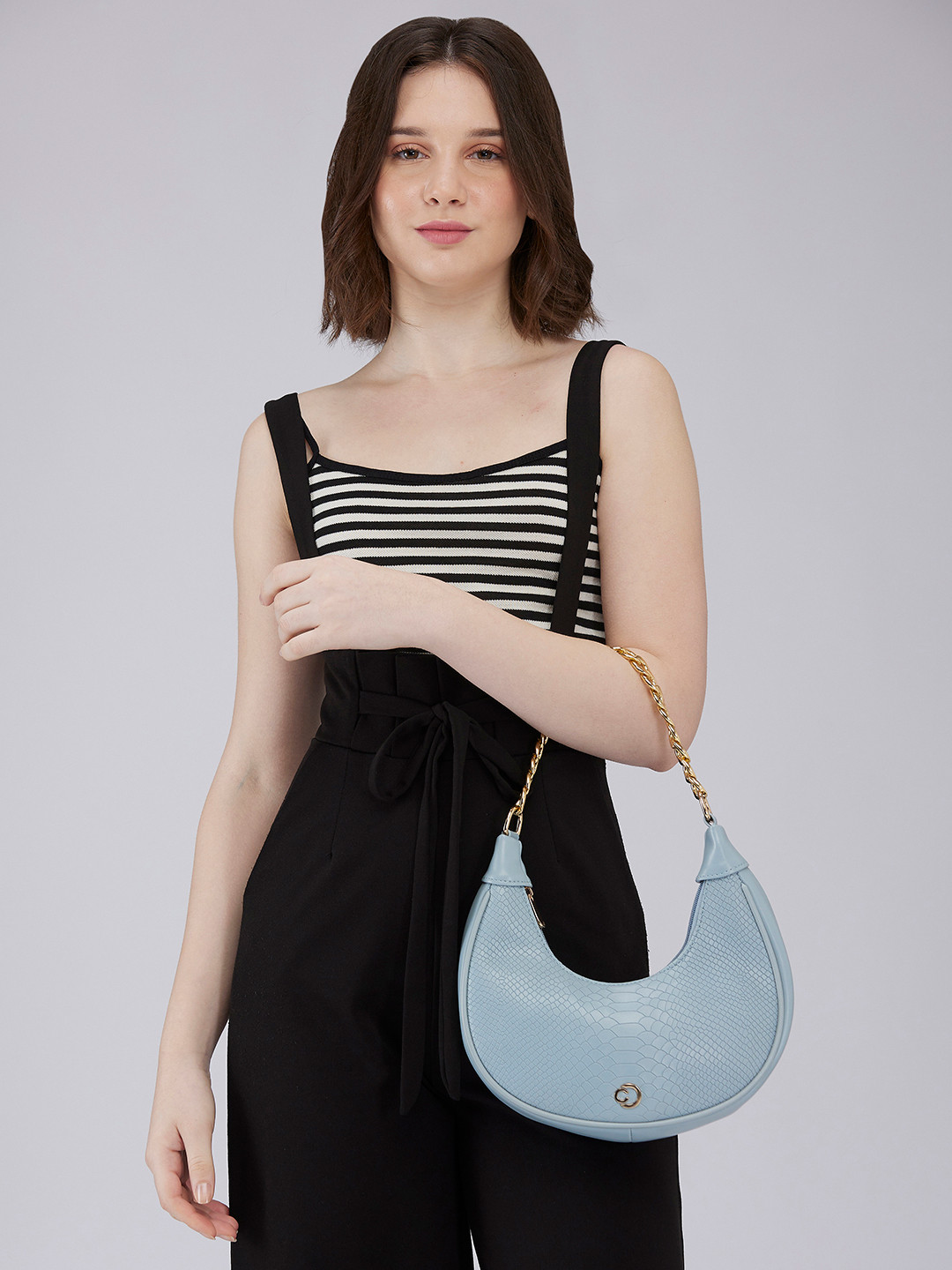 DressBerry X CAPRESE Kreya Women Blue Small Hobo Bag