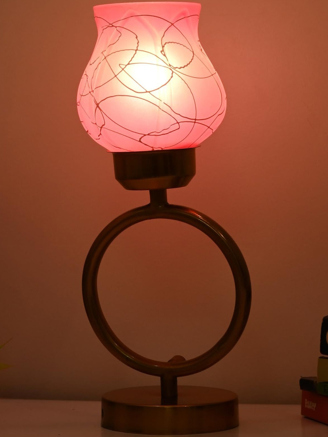 1ST TIME Pink Glass Cylinder Table Lamps