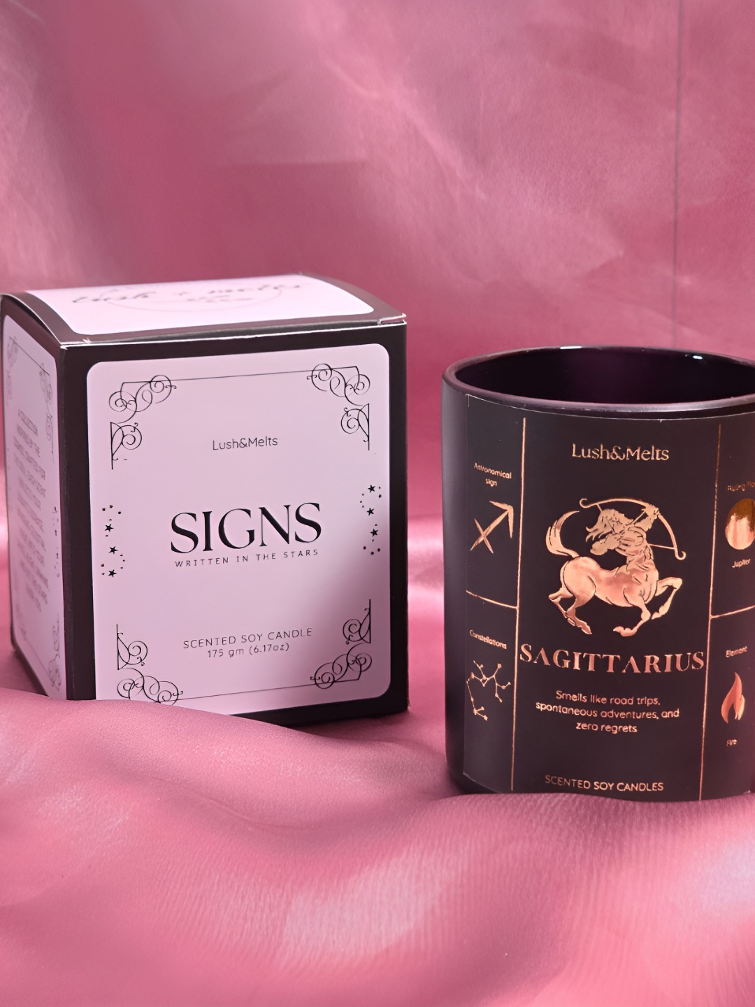 Lush and Melts Black Sagittarius Zodiac Scentned Candle