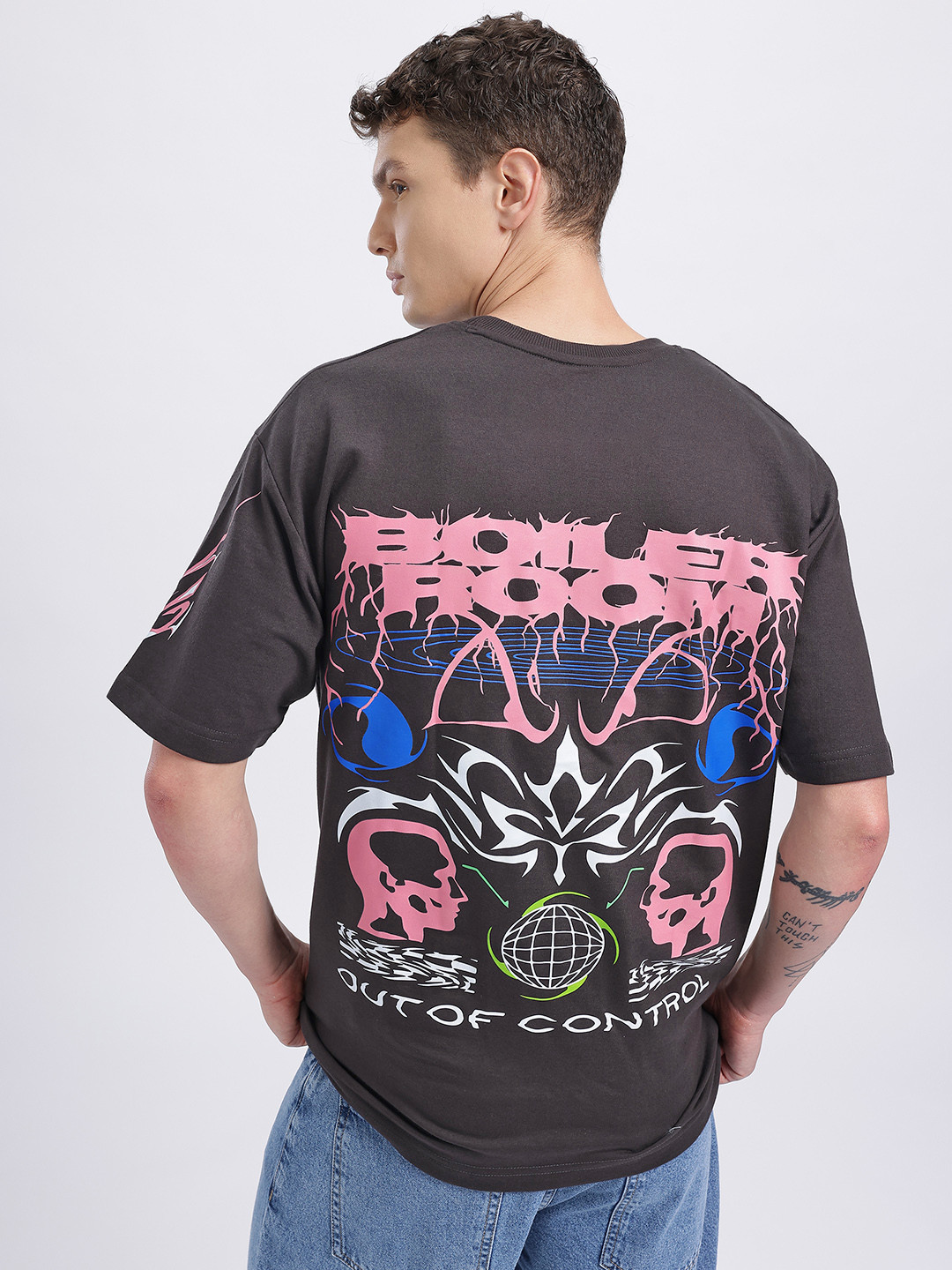 glitchez Conversational Graphic Oversized T-Shirt