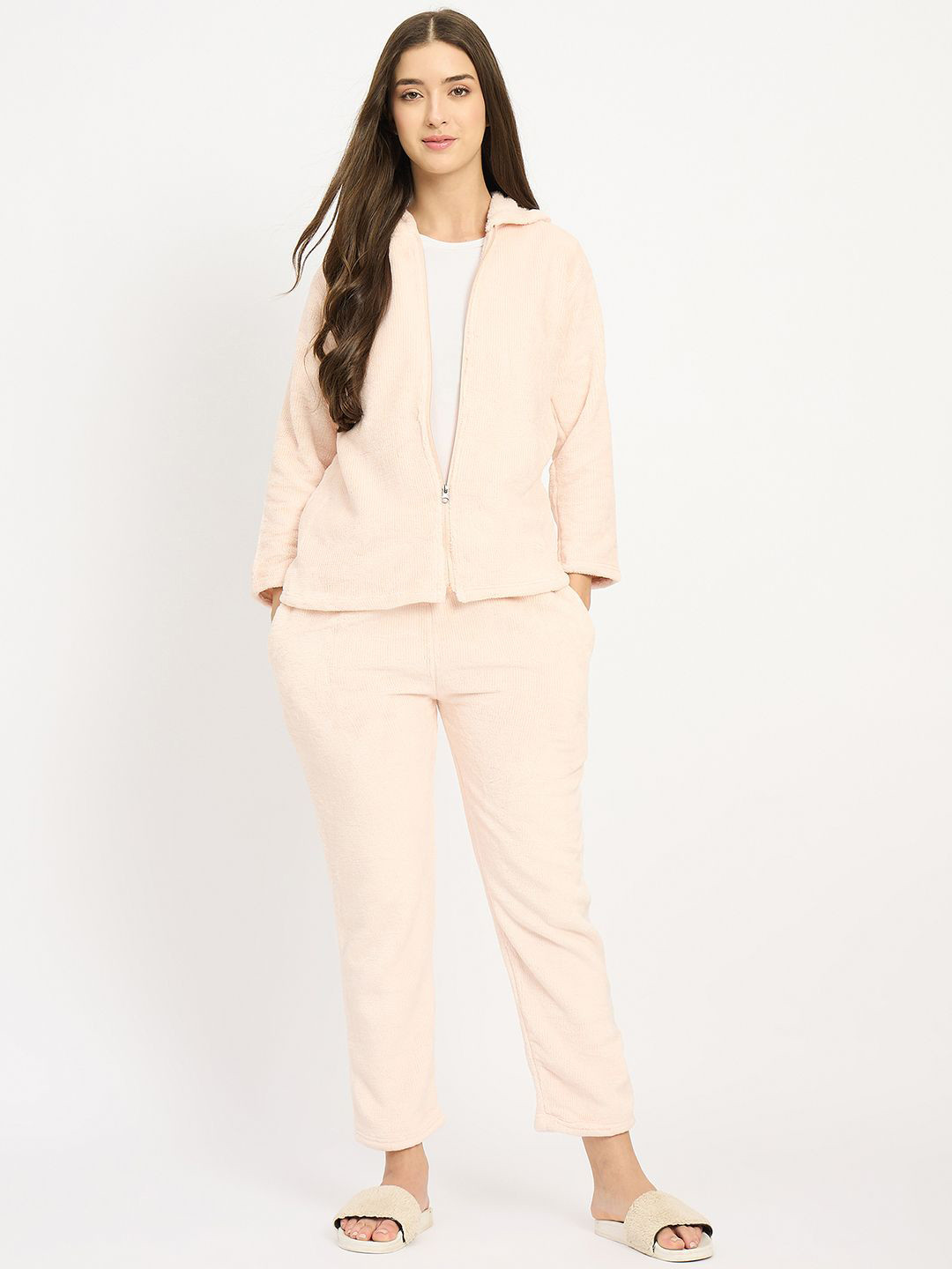 Camey Women Full Sleeve Front-Open Top & Pyjamas Night Suit