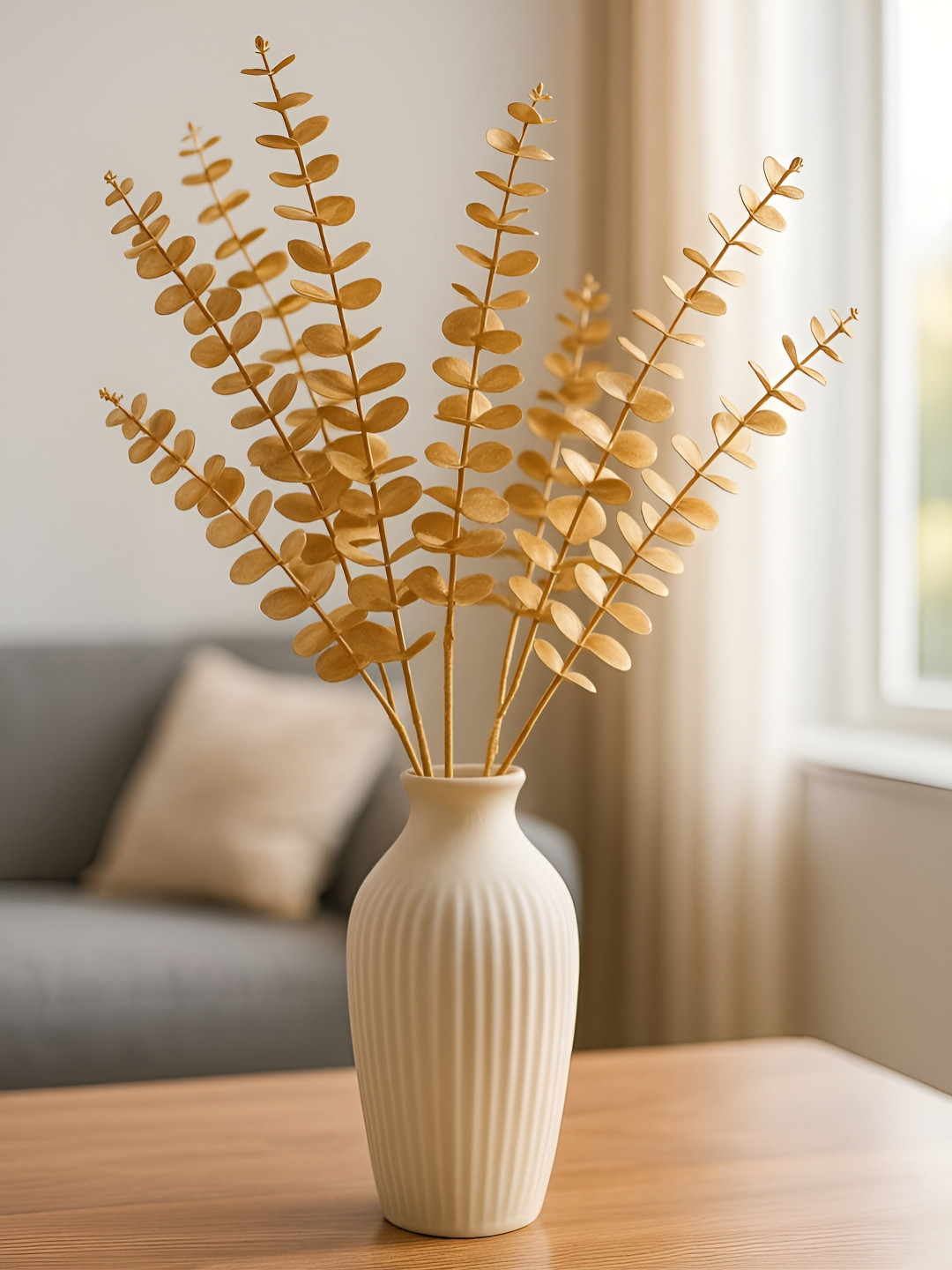 ARTSY Gold-Toned Eucalyptus Artificial Flower