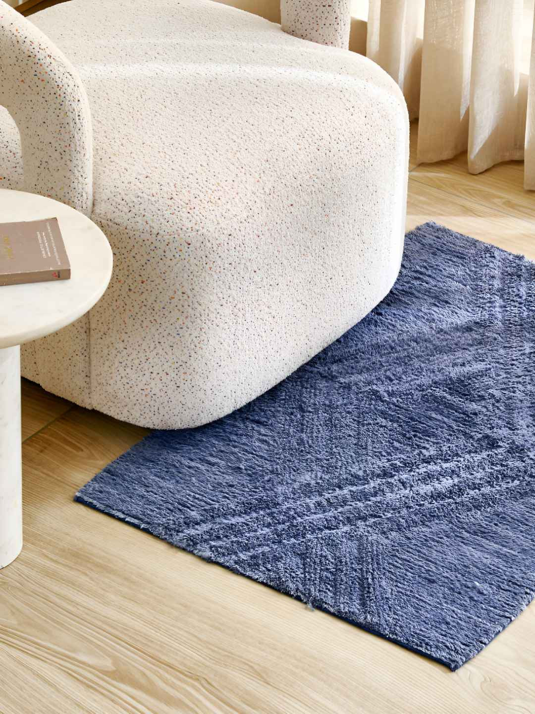 Home Centre Windsor Orniva Blue Woven Cotton Dhurrie