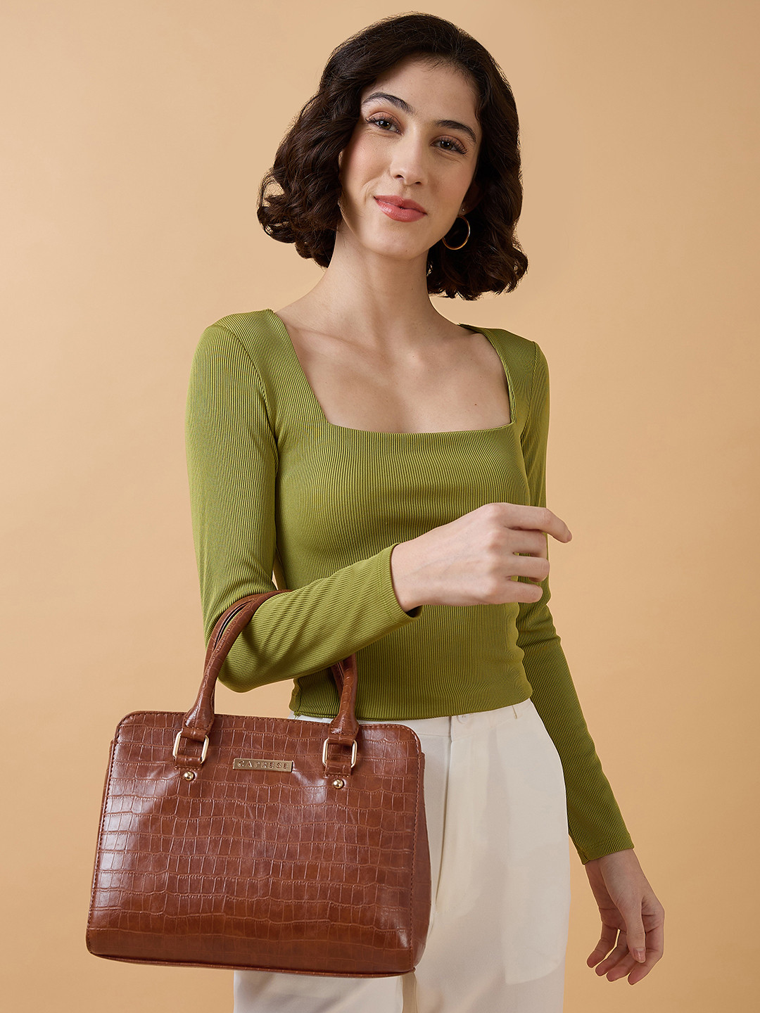 DressBerry X CAPRESE Verona Women Brown Small Satchel Bag