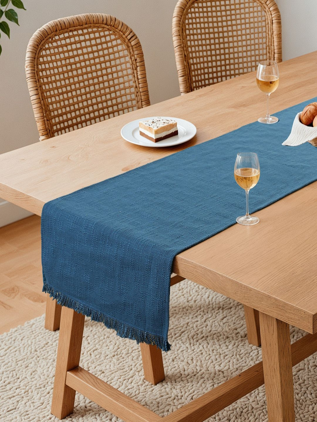House This Amodini Blue Pure Cotton Table Runner