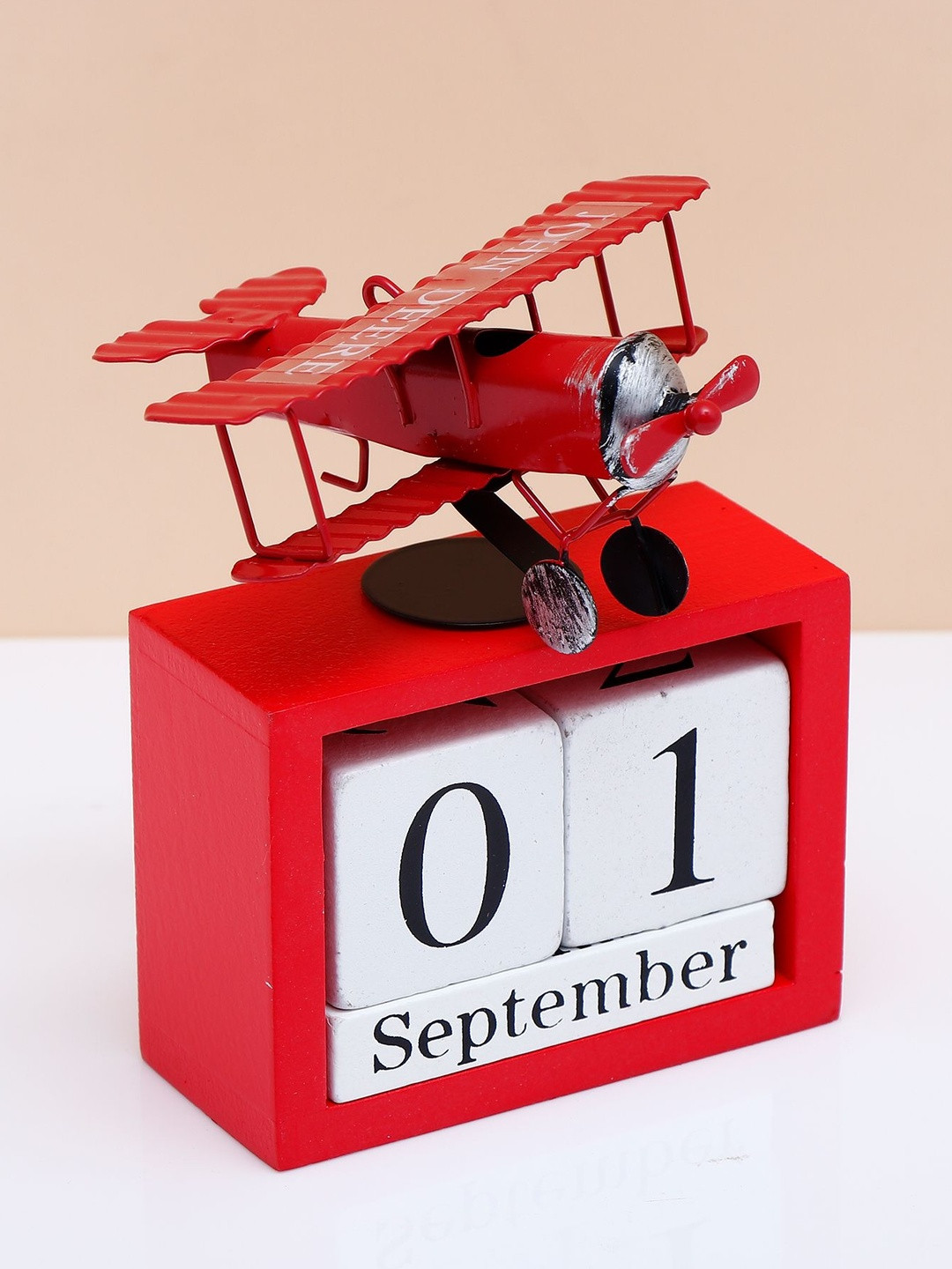 Archies Red Curio Vintage Biplane Table Top Calendar Showpiece