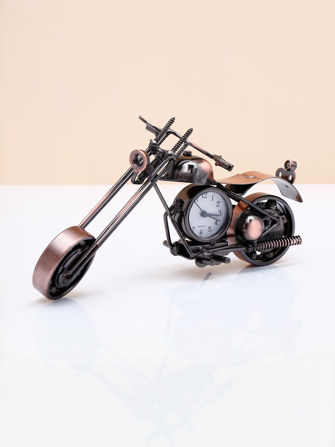Archies Copper-Toned Handcrafted Harley Desk Clock Showpiece