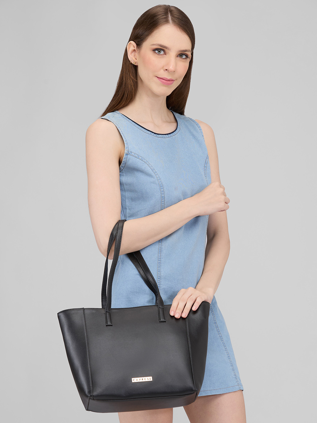 DressBerry X CAPRESE Montana Women Black Small Tote Bag