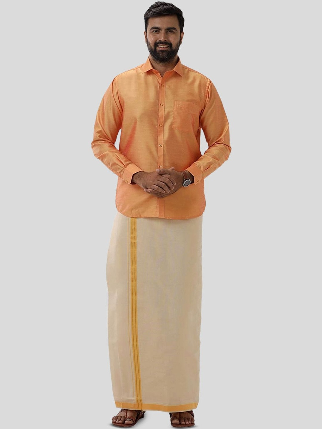 UATHAYAM Men Matching Full Sleeve Shirt and Dhoti Set