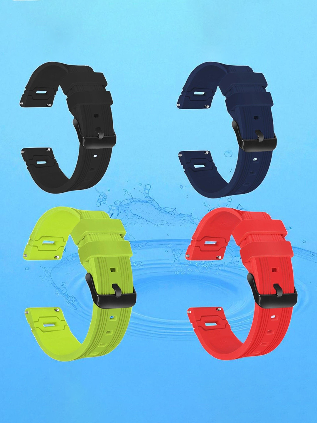 LORENZ Set Of 4 Silicone Soft & Flexible Smartwatch Straps