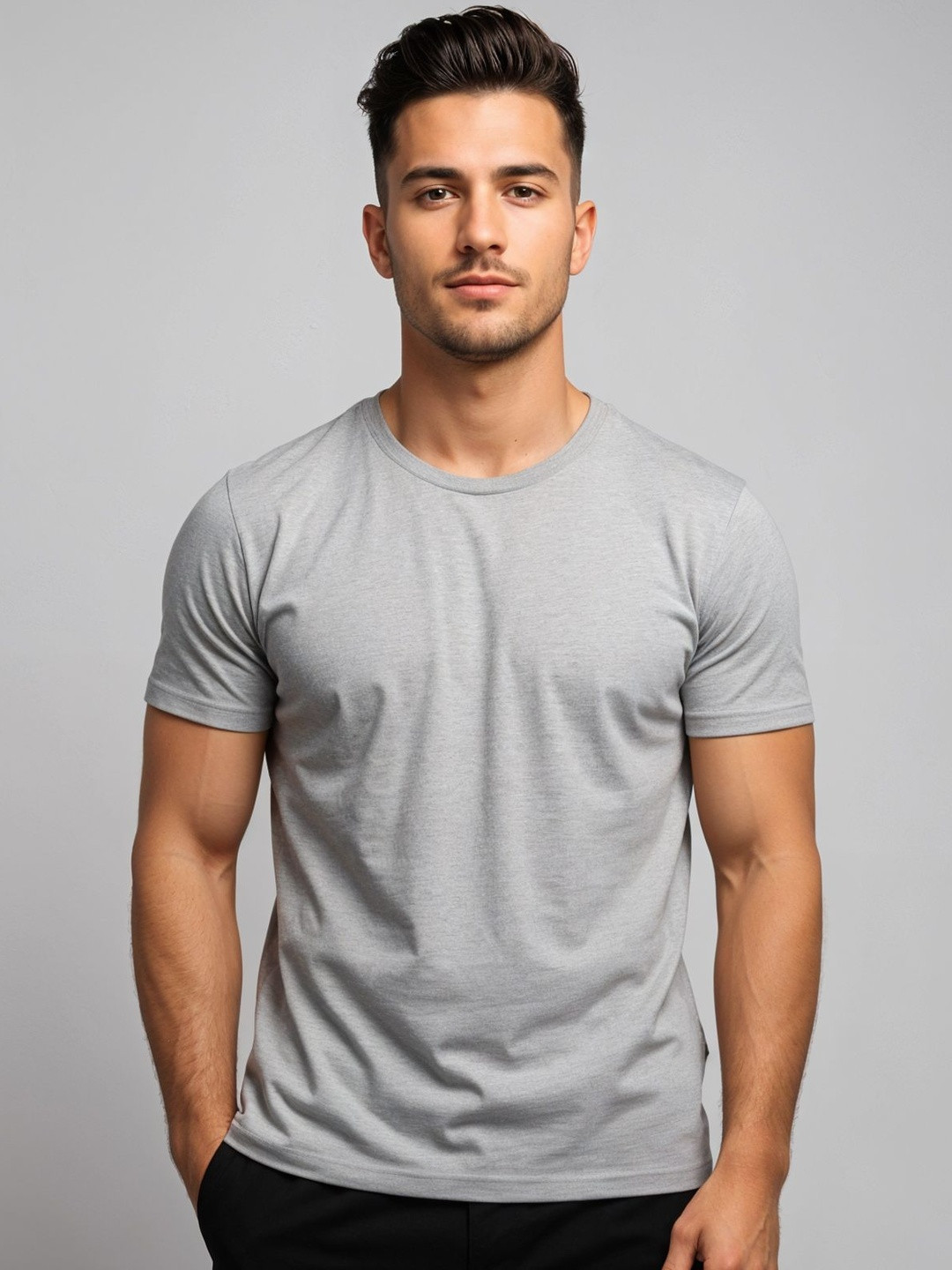 ADRO Round Neck Short Sleeves Skin-Friendly Regular Fit Casual T-shirt