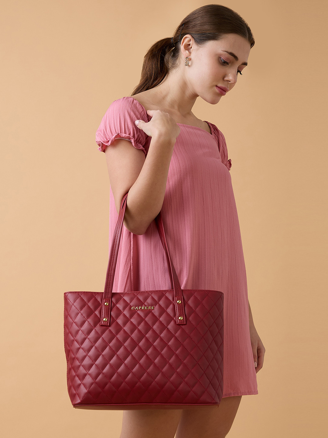 DressBerry X CAPRESE Lucya Women Red Medium Tote Bag