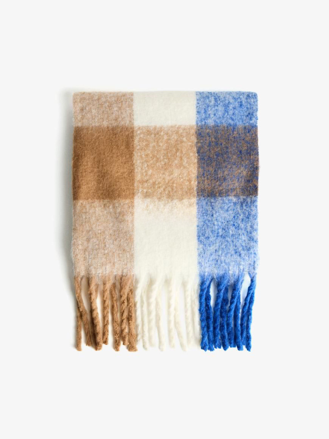 Bershka Checked Scarf With Tasselled Border