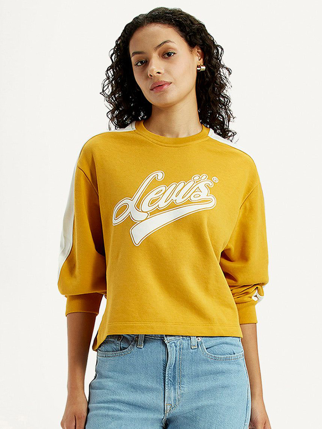 Levis Women Brand Logo Printed Full Sleeve Round Neck Sweatshirt