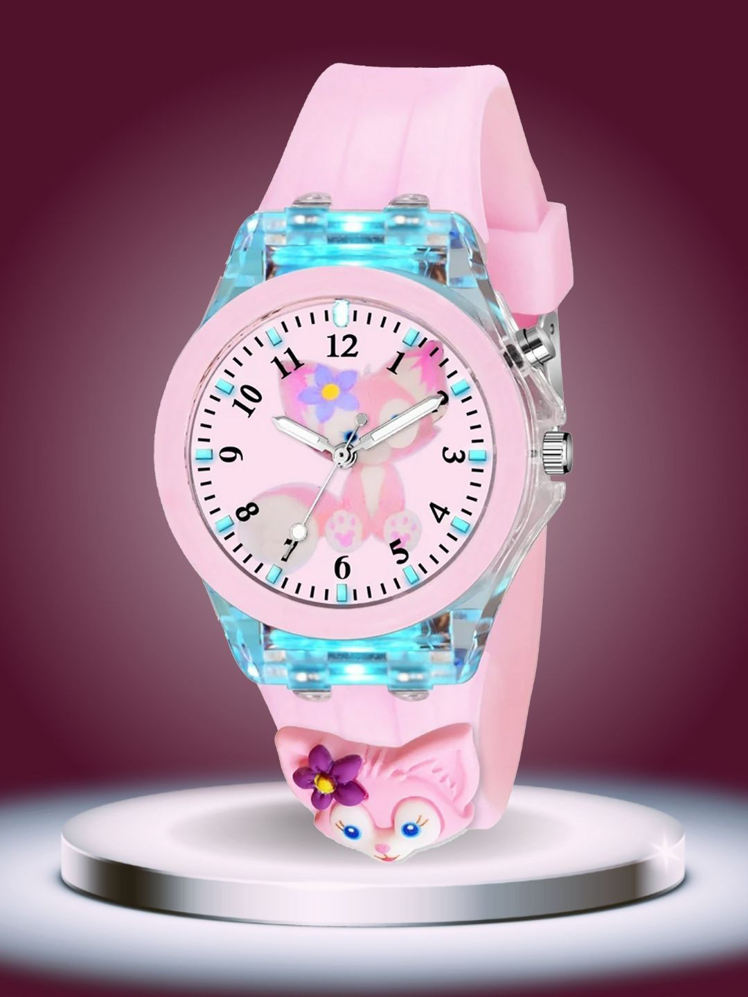 PAPIO Kids Printed Round Dial & Straps Analogue Watch KD-034 PINK FOX