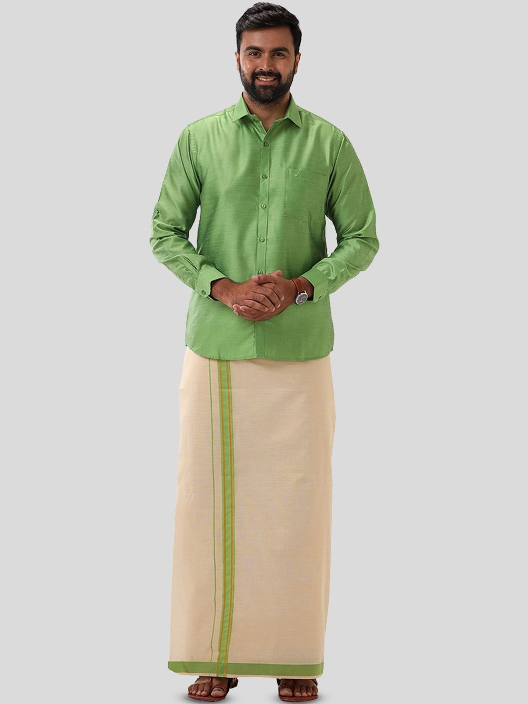 UATHAYAM Men Pure Silk Clothing Set