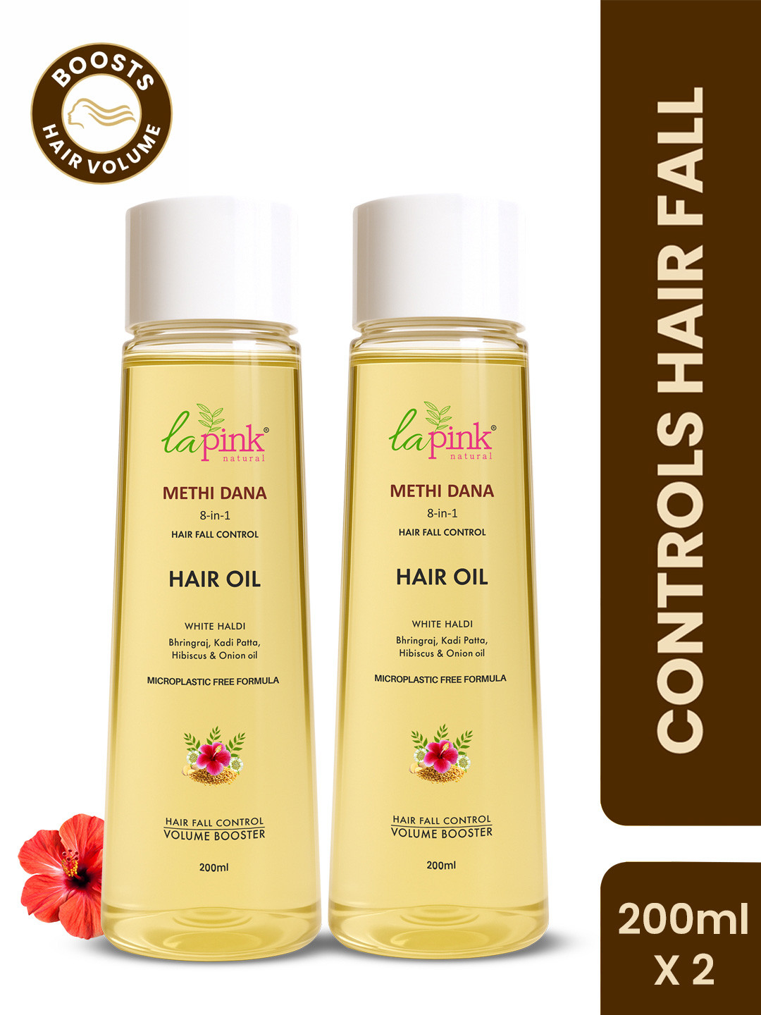 La Pink Set Of 2 8-in-1 Methi Dana Hair Oil With Bhringraj & Onion - 200 ml Each