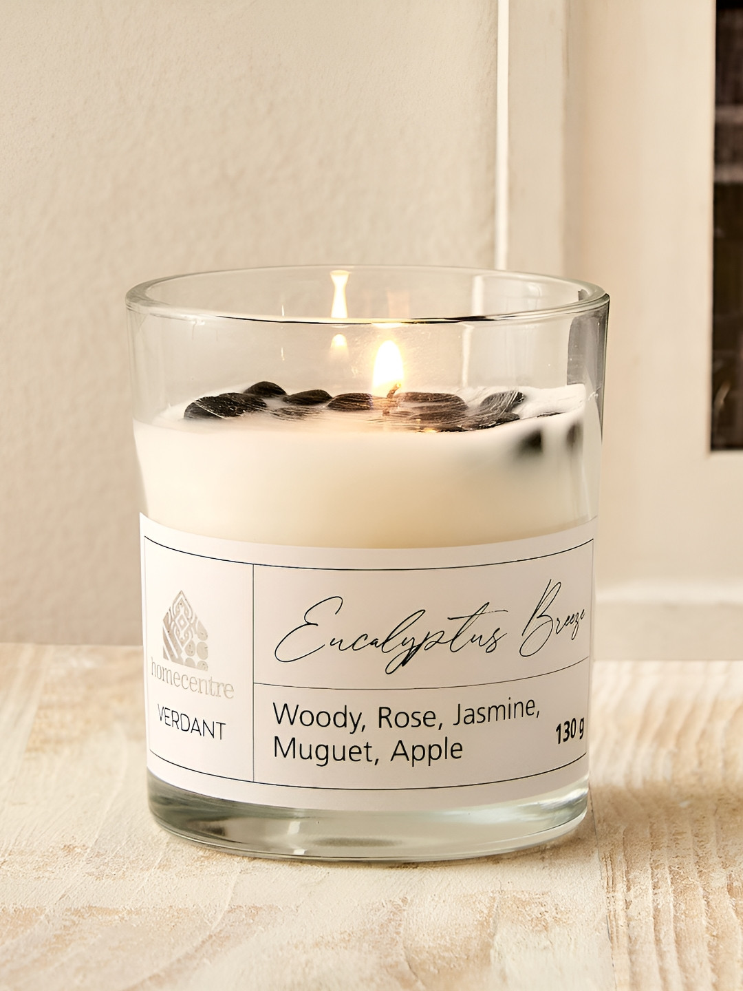 Home Centre Verdant White & Black Eucalyptus Breeze Scented Jar Candle