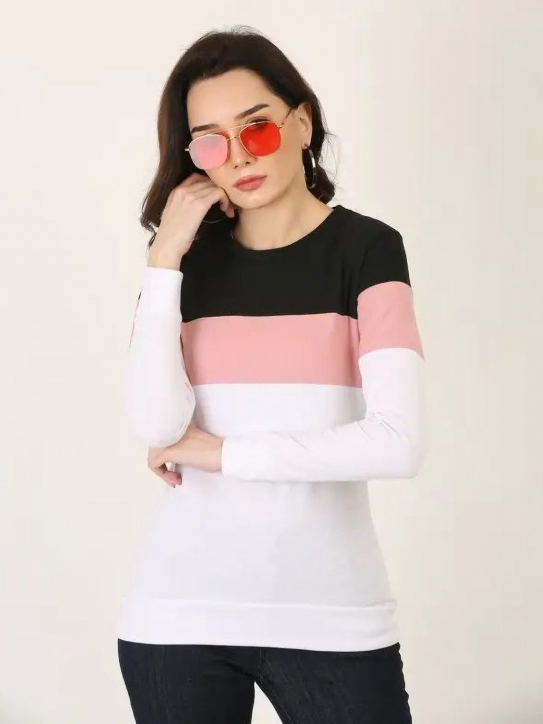 Realglimpse Colourblocked Round Neck Pure Cotton Regular Fit T-shirt