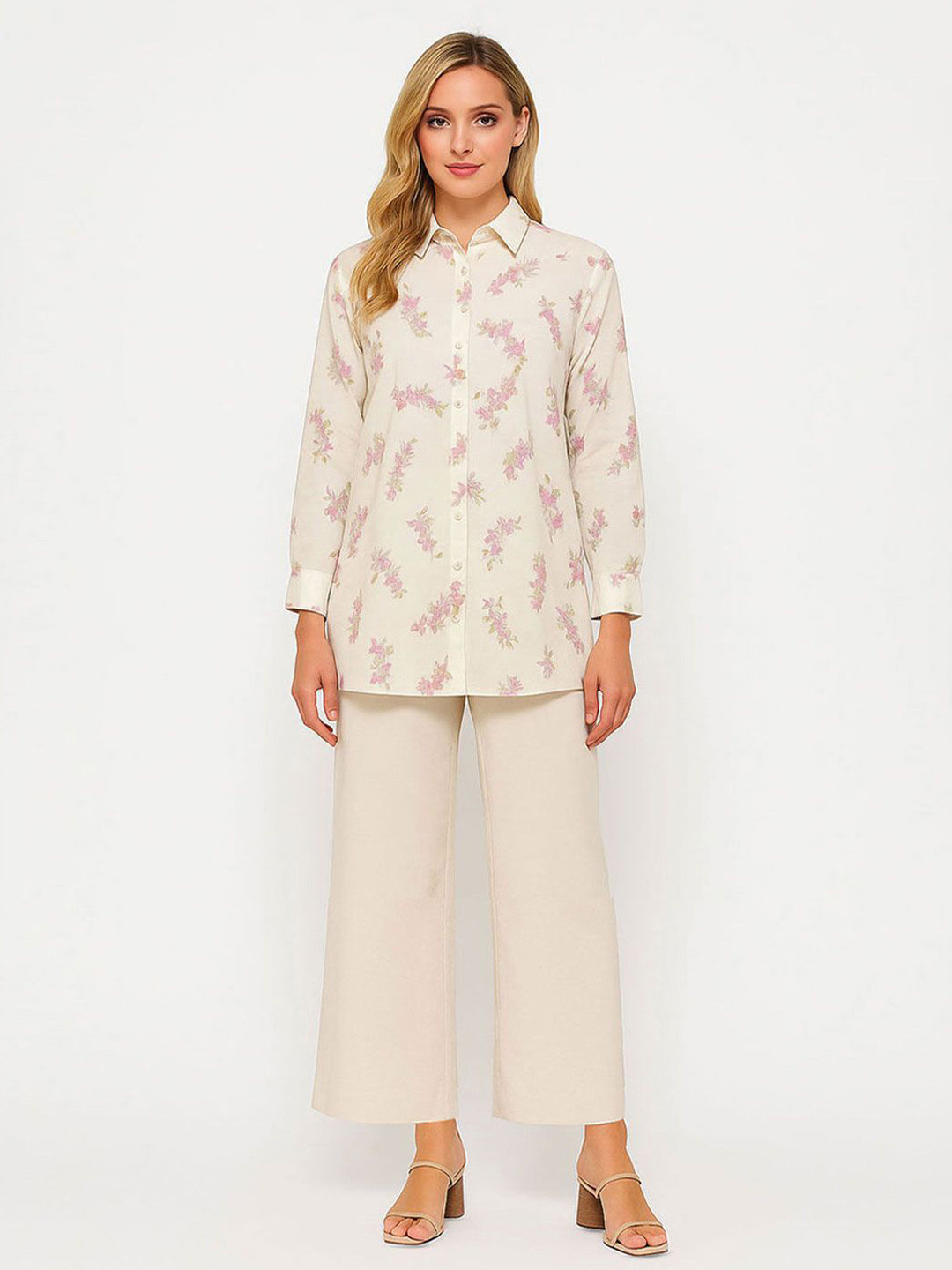 HOUSE OF S Women Floral Printed Linen Shirts