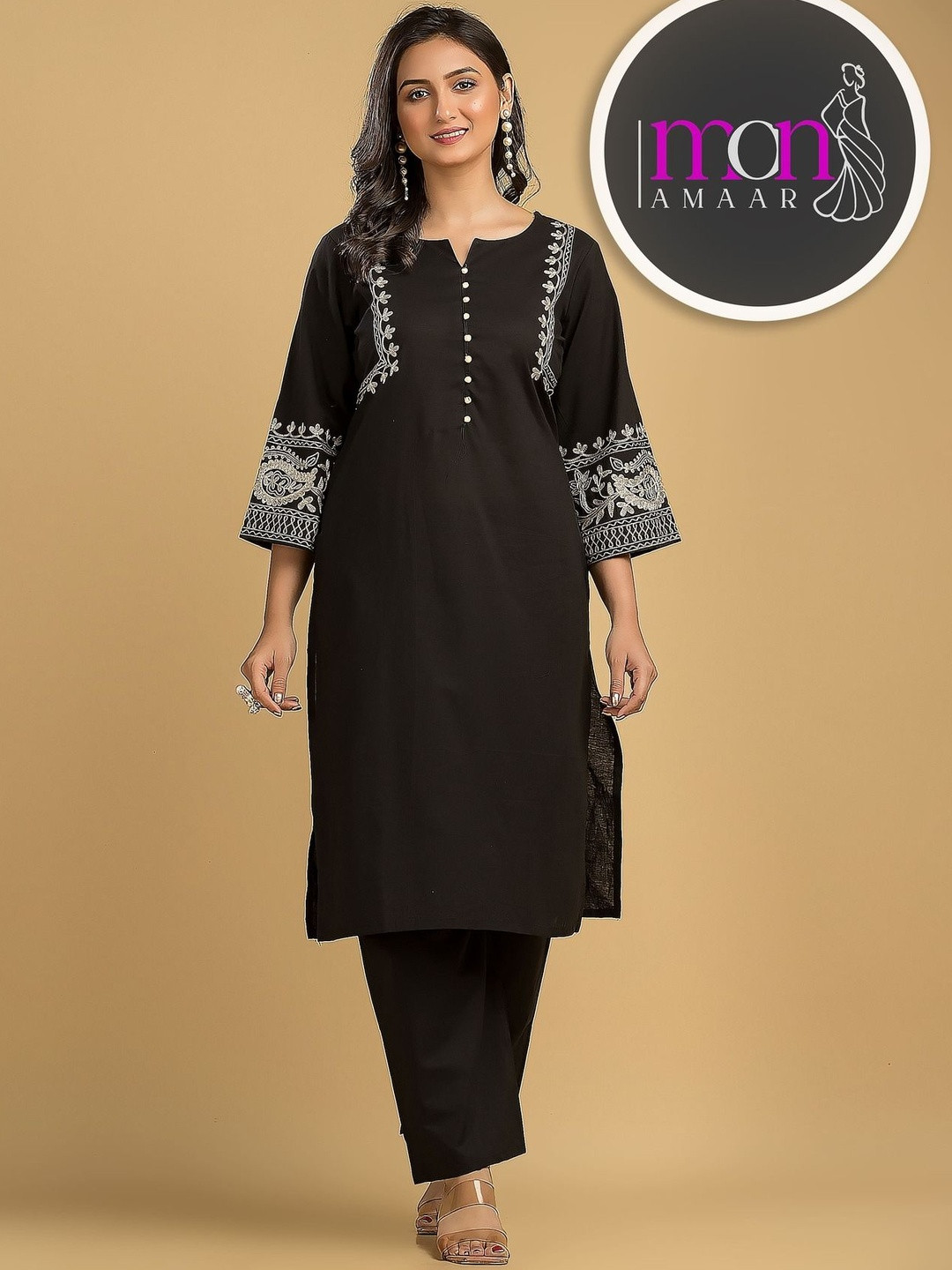 Monamaar Women Ethnic Motifs Printed Pure Cotton Kurta with Trouser