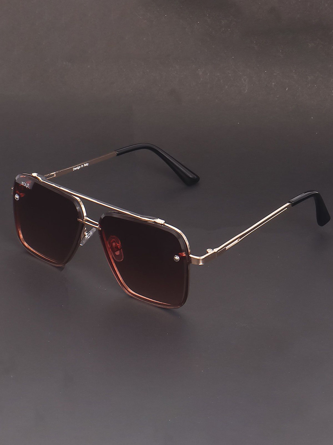 Irayz Unisex Full Rim Style Square Sunglasses with D-TA-Gold-Brown