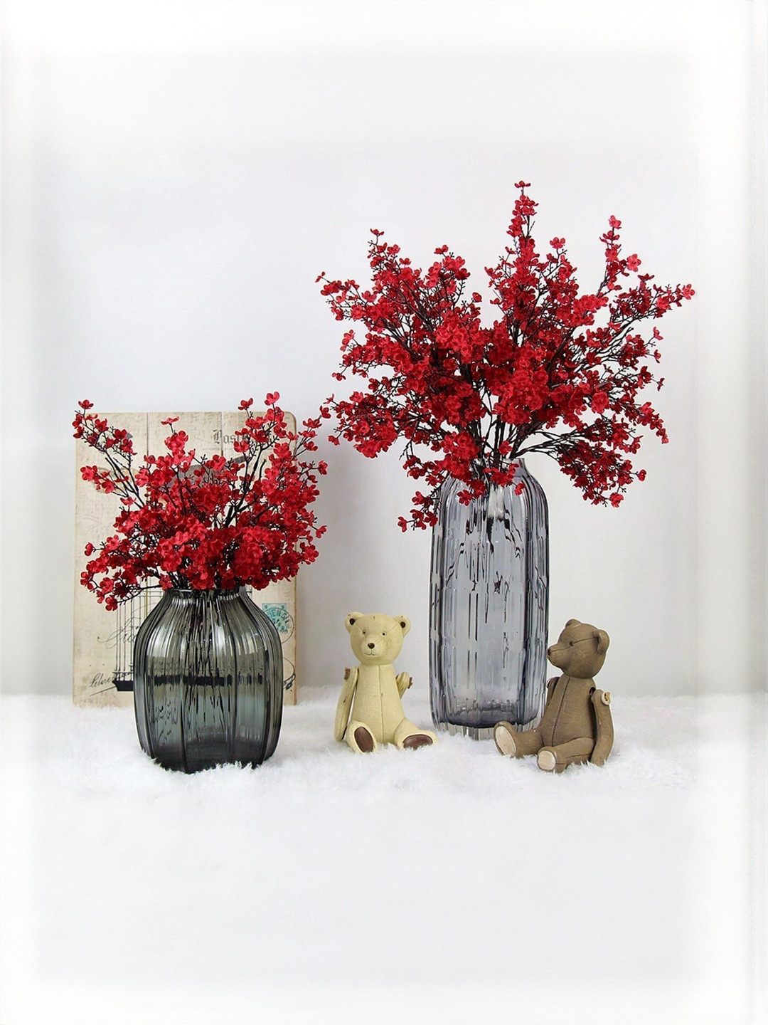 Dekorly Red Plastic  Artificial Flowers & Plants Without Pot