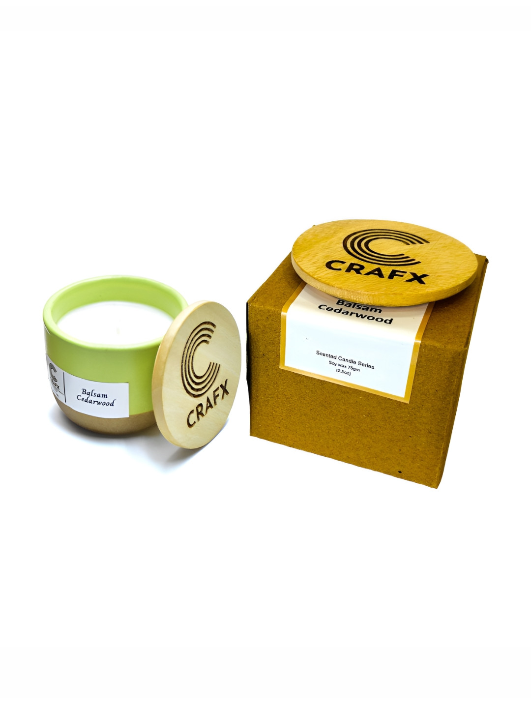 Crafx Green & White Jar Candle