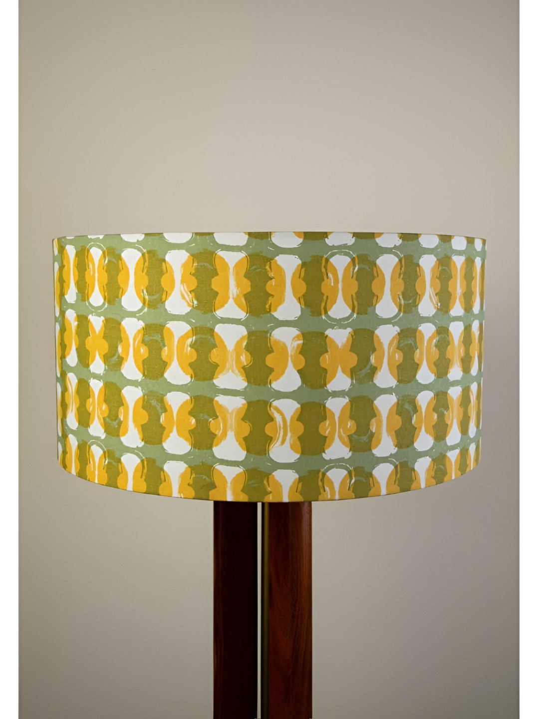 FREEDOM TREE Marica Green & White Printed Cylinder Shaped Floor Lamp