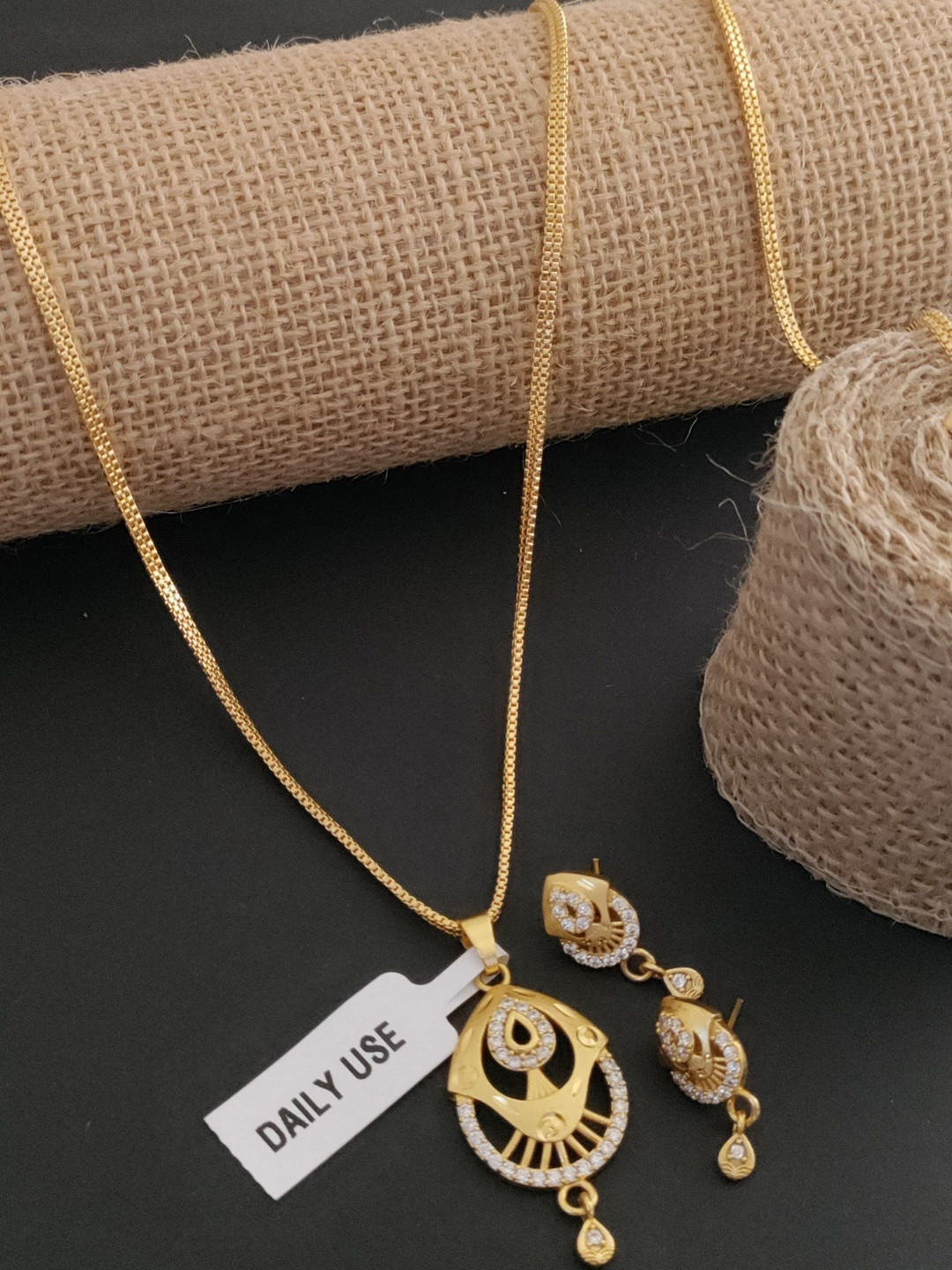 OM KRISHIV COLLECTION Women Gold Plated Necklace with Earring Set