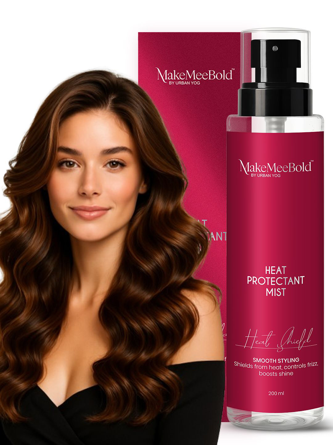 MAKEMEEBOLD Heat Protectant Mist With Aloevera For Hair Shine - 200 ml