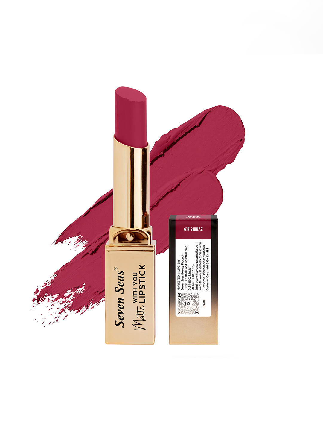 Seven Seas Matte With You Lipstick, 3.8g - Shiraz
