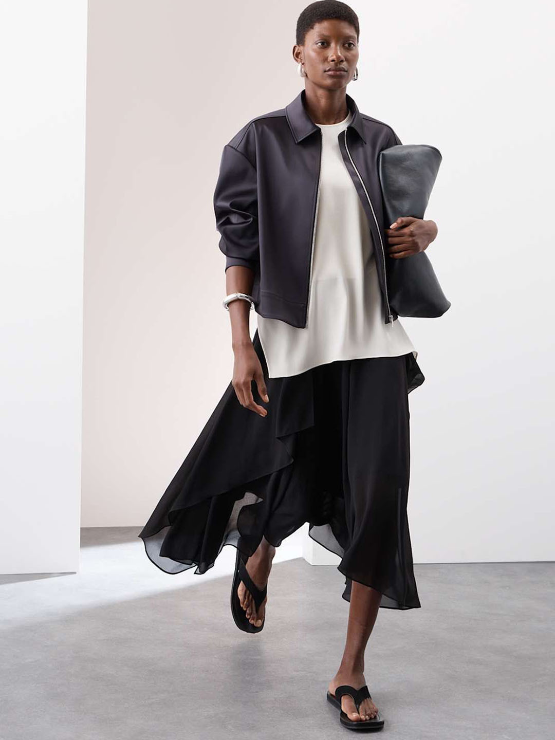 Marks & Spencer Women Layered Draped A-Line Midi Skirt