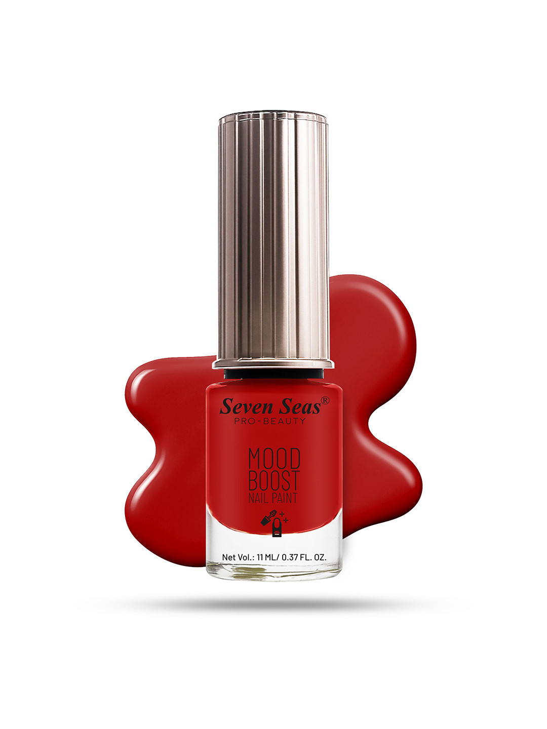 Seven Seas Mood Boost Long Lasting & Chip Resistant Nail Paint - 11 ml - Crimson Red 04