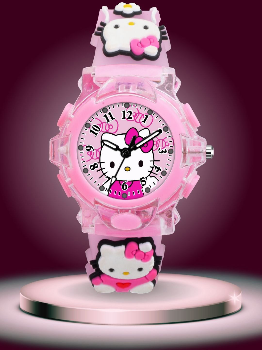 PAPIO Kids Printed Dial & Bracelet Style Straps Analogue Watch KD-138 PINK KITTY