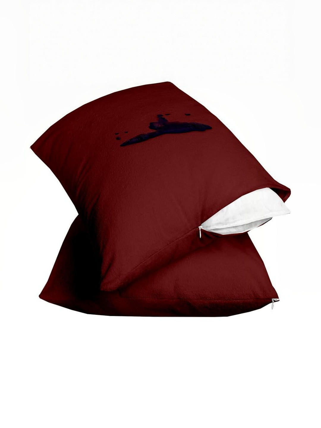 AG's Active Red Set Of 2 Plain Cotton Filled Zipper Standard Size Pillow Protector