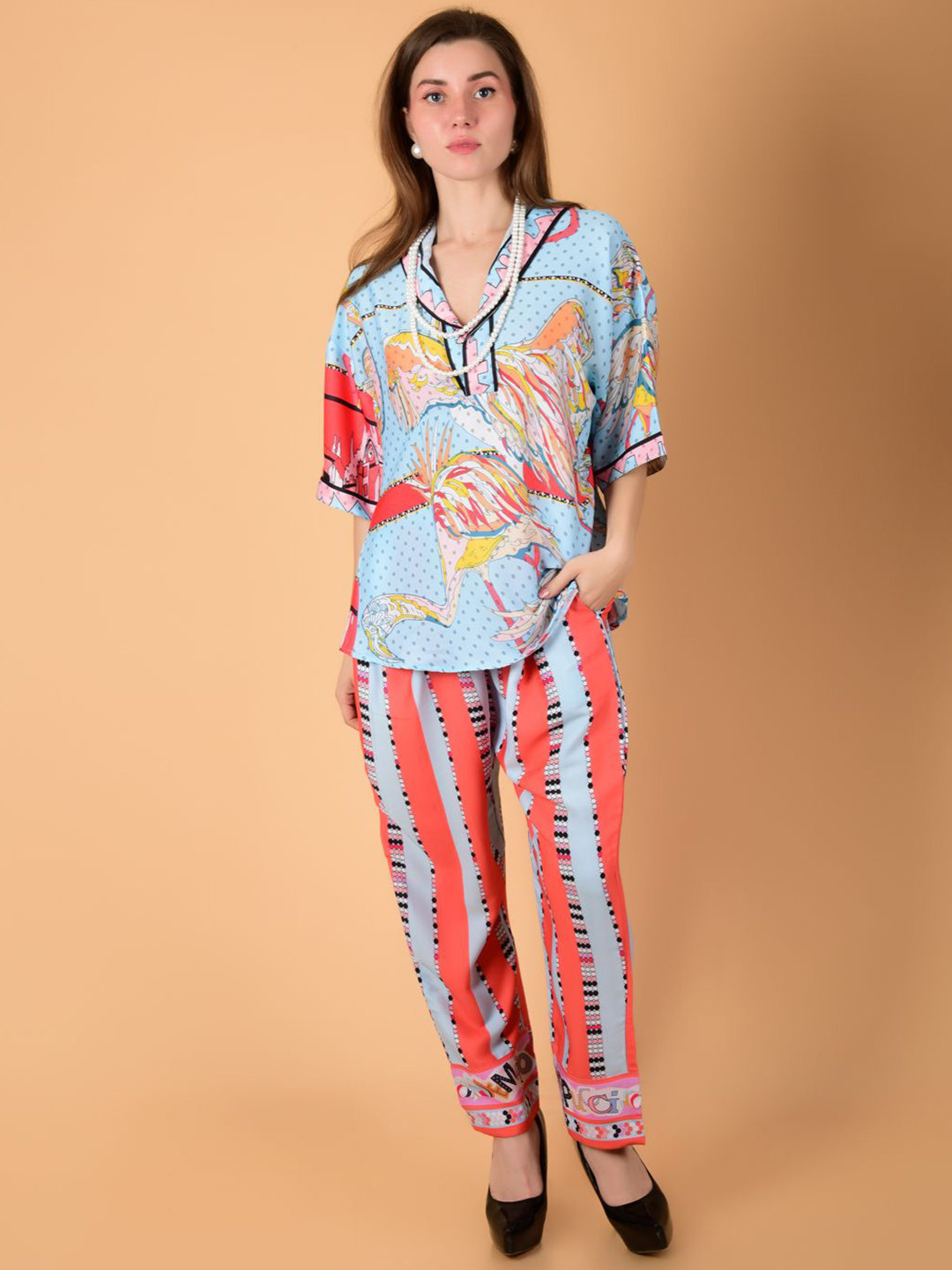 ROMONIA Animal Printed Tunic with Trouser